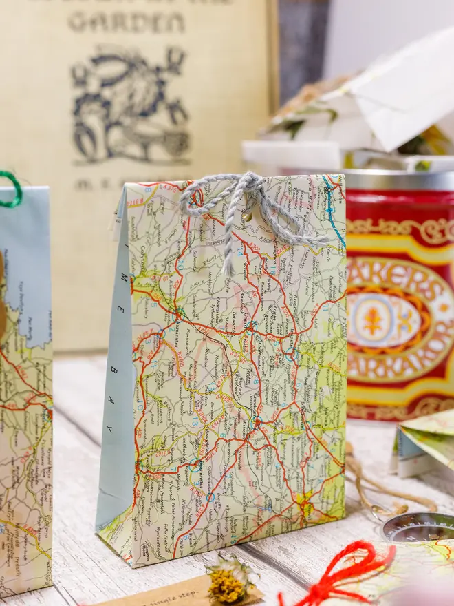 upcycled map gift bag