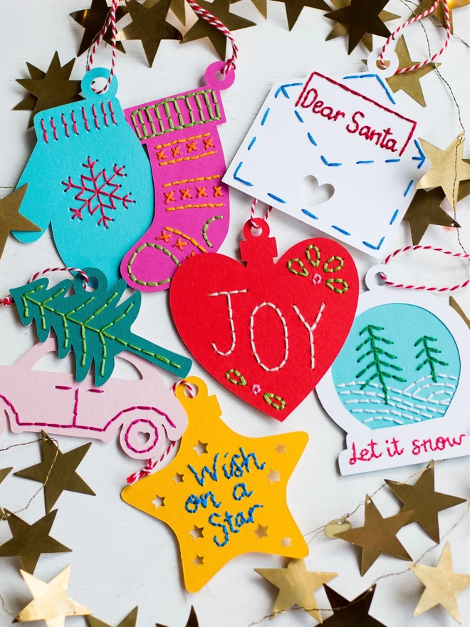 Hand stitched card festive kit