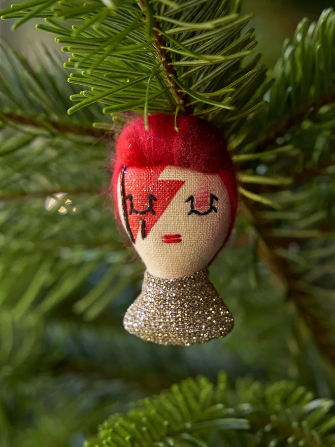 David Bowie Ziggy Stardust christmas icon decoration