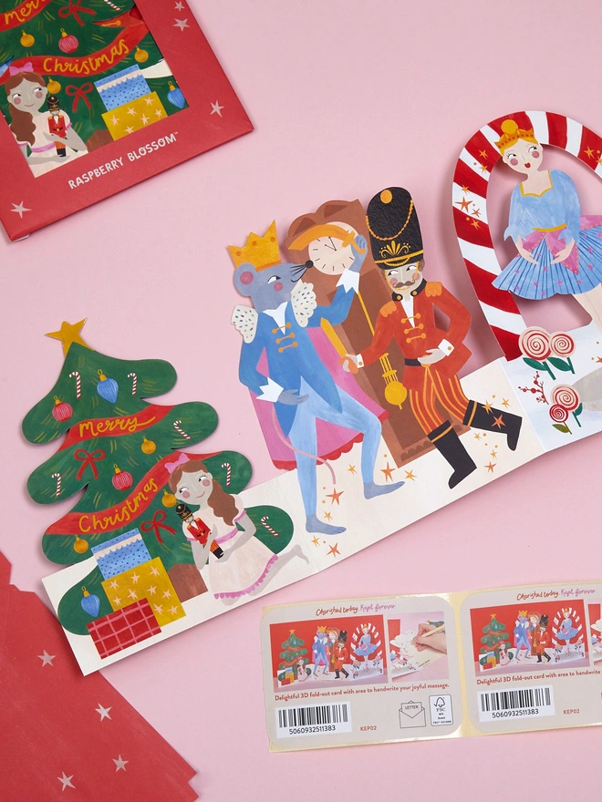 Luxury Nutcracker Christmas Card 3D Fold-out Design | Raspberry Blossom