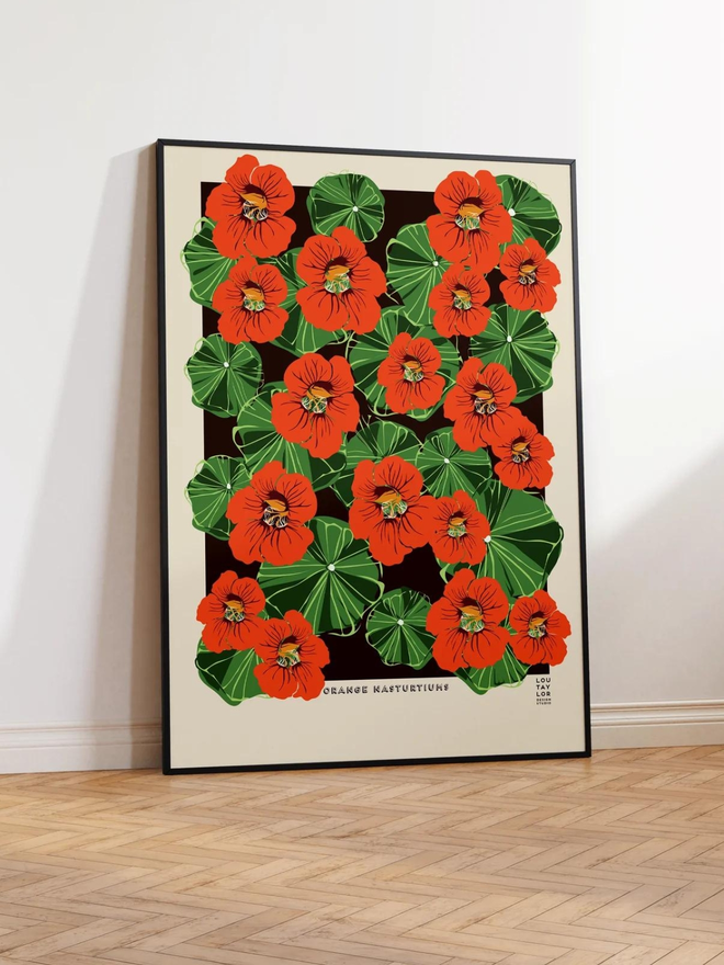 orange nasturtiums Giclee print