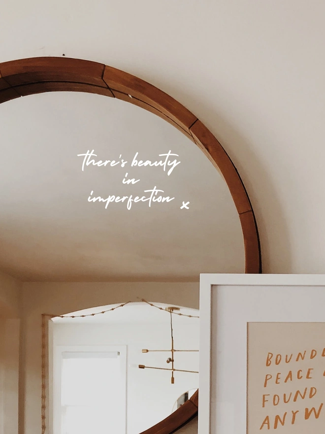 there's beauty in imperfection mirror sticker 