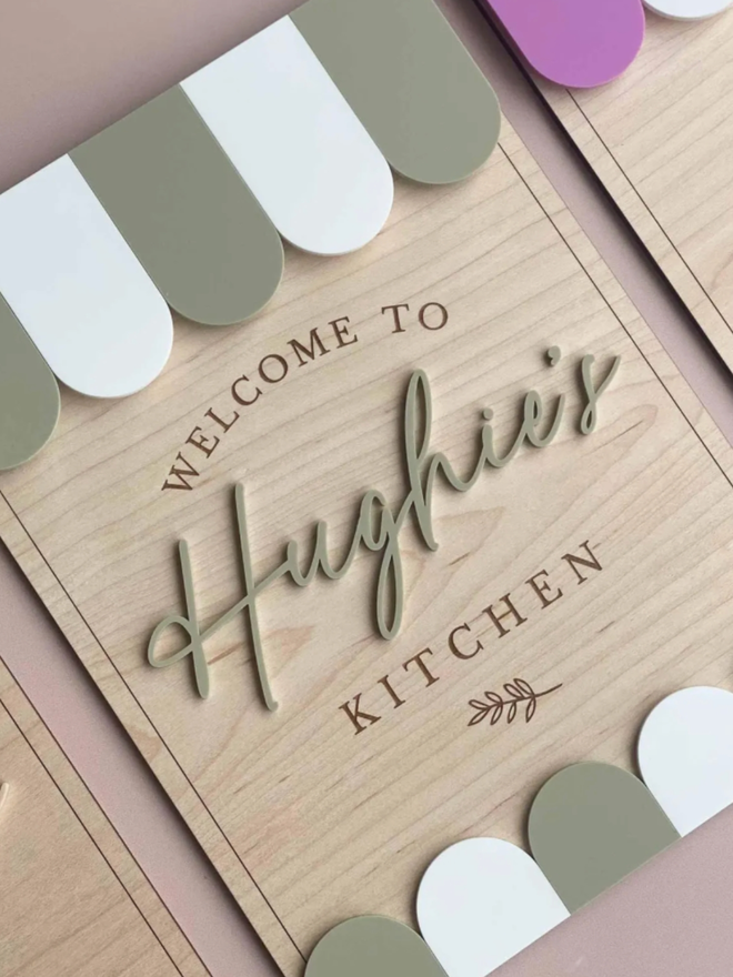 Kids Playroom Personalised Sign. A personalised sign in sage green.