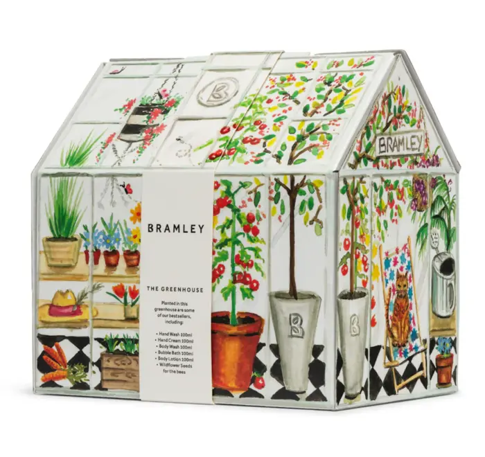 interior of cardboard box in the shape of a greenhouse