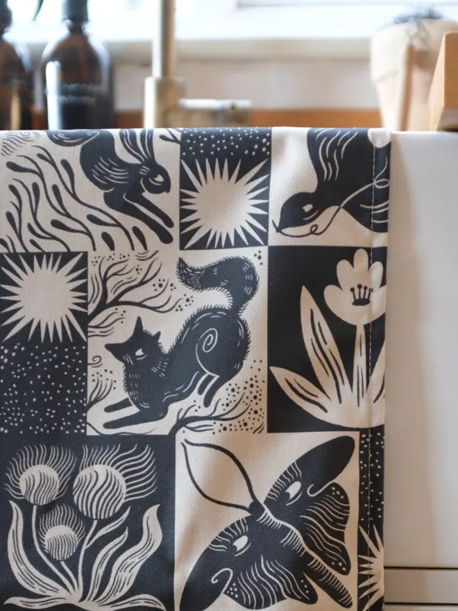 Artist designed tea towel made with sustainable organic cotton