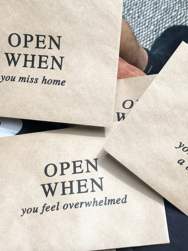 Open When… Envelope. A selection of designs for the envelope.