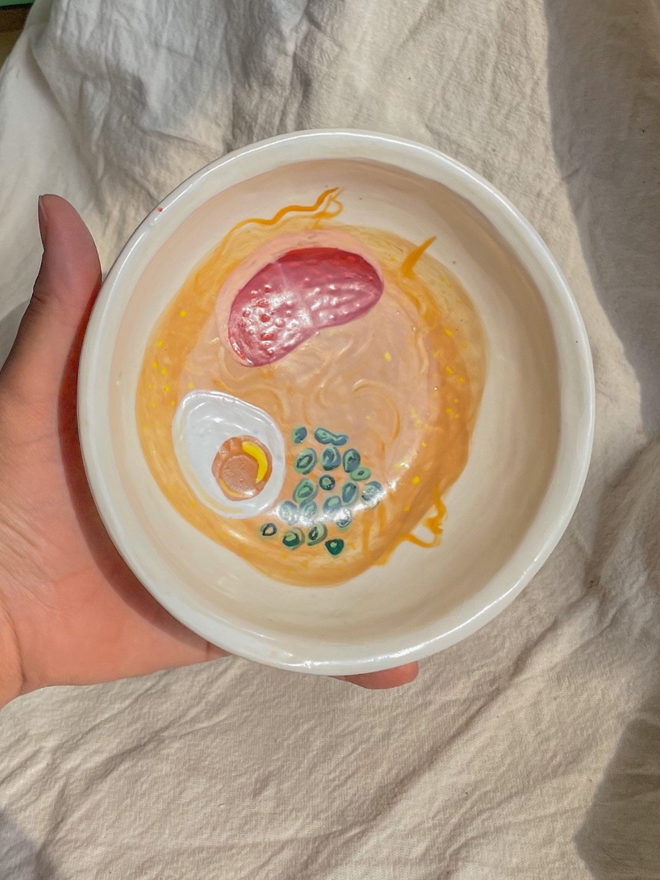 hand painted ramen inspired noodle bowl