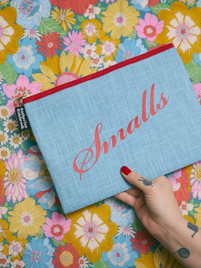 CATHERINE COLEBROOK BLUE LINEN PURSE - SMALLS