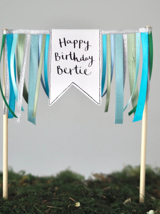 Ribbon Cake Topper - Blues