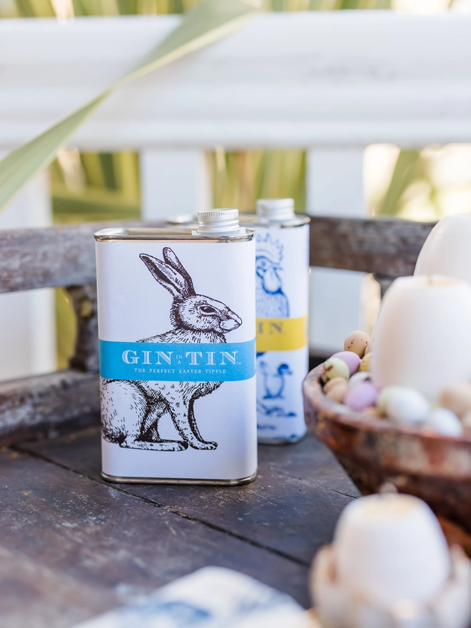 Easter rabbit gin in a tin