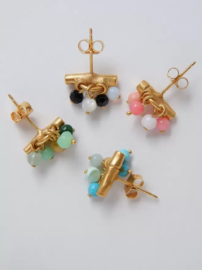 gold vermeil bamboo bauble studs in all colours