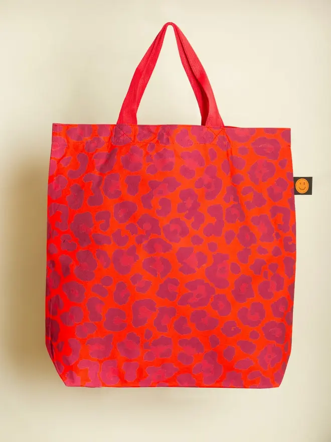 Red Leopard Contents Oversized Tote Bag
