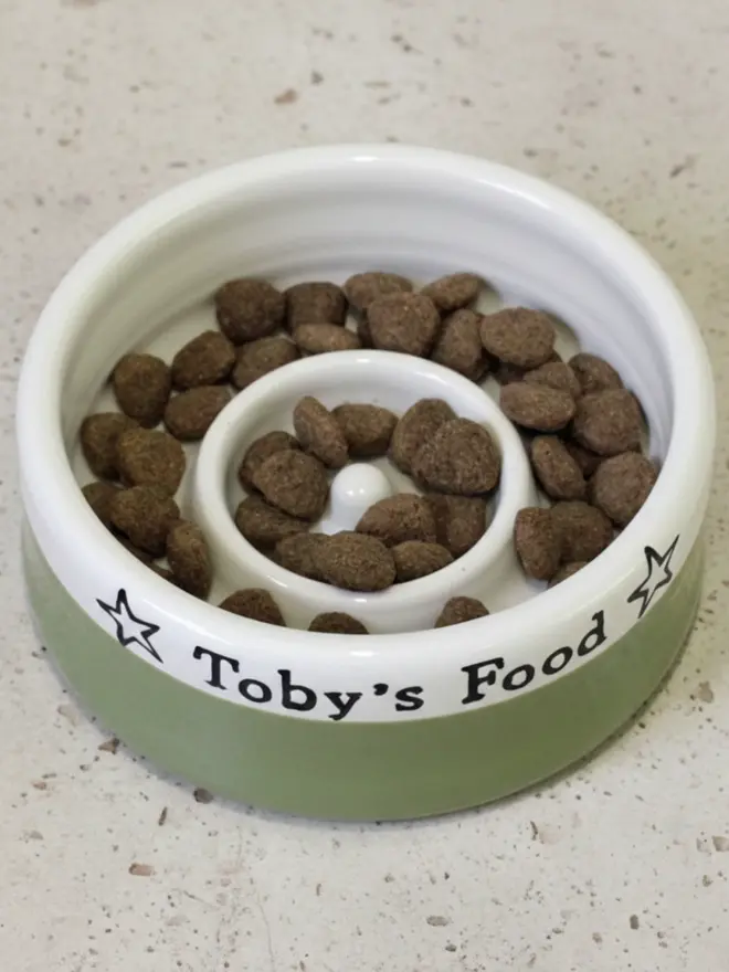 Handmade small slow feeder dog bowl