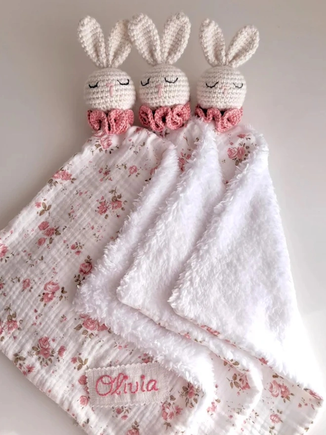 Personalised Pink Bunny Snuggle Comforter