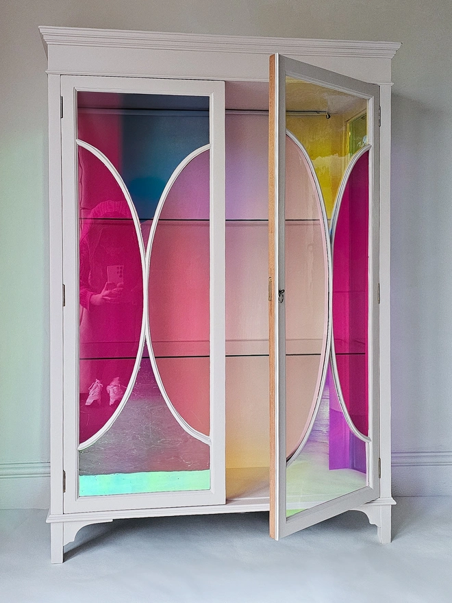 Create your own Stained Glass Pink & Irridescent Vintage Stained Glass Drinks Cabinet by Chloe Kempster