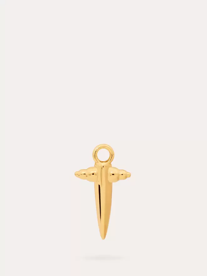 Front view of a small bayonet dagger gold charm