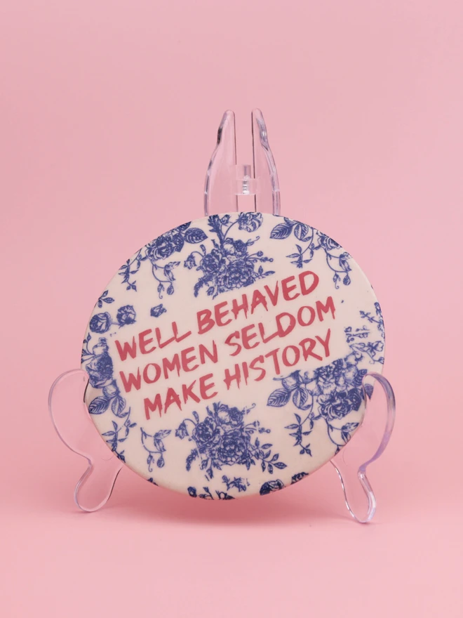 emma puddick pottery well behaved women plaque blue graffiti