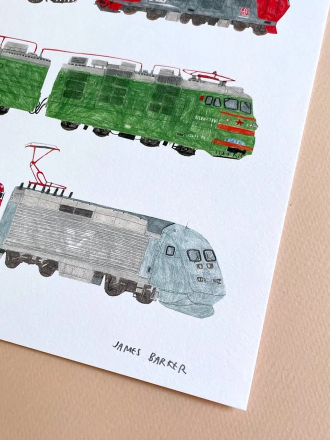 Vintage Trains Print