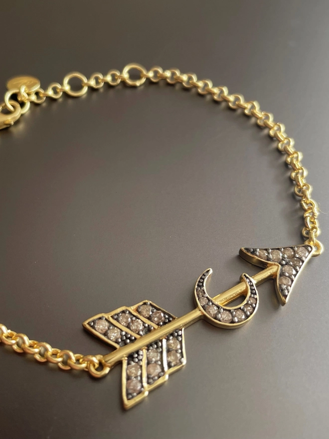 'The Louise' Diamond Arrow & Moon Bracelet