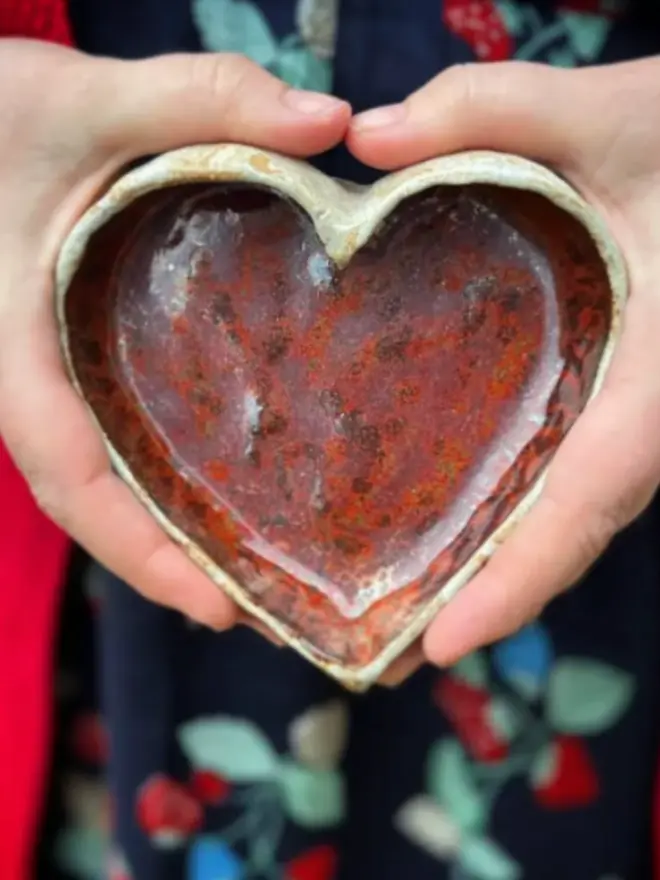 Handmade Ceramic Valentine's Heart Shaped Bowl 