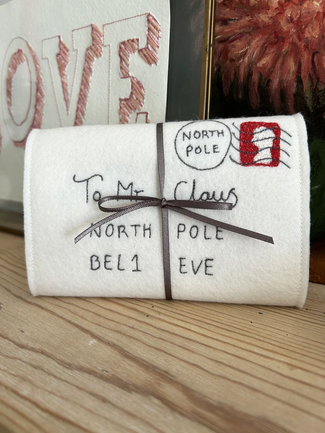 letter to santa personalised embroidered envelope
