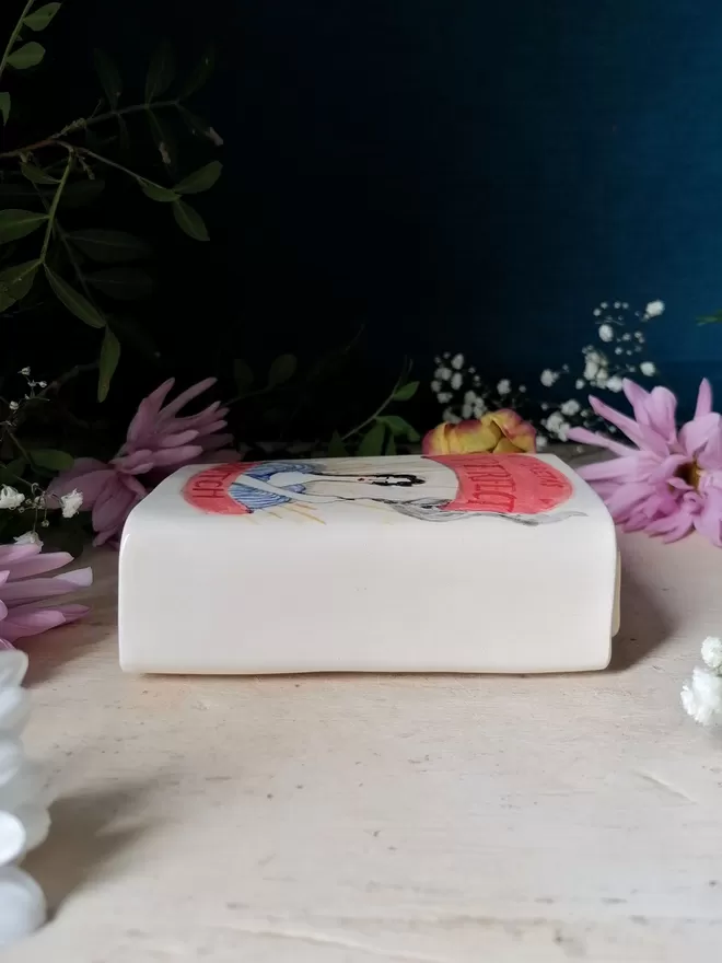 Bespoke "Perfect Match" Greta ceramic unique hand painted matchbox