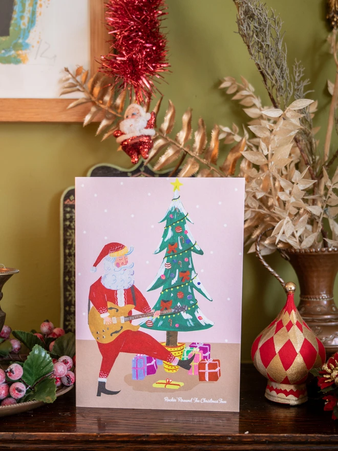 xmas rocking santa card 