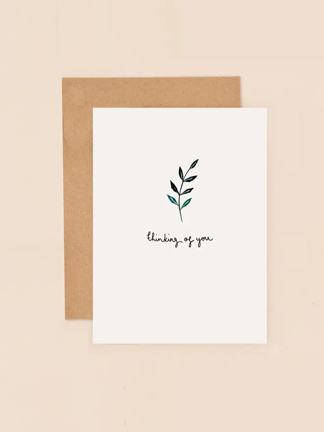 thinking of you sprig leaf mini card