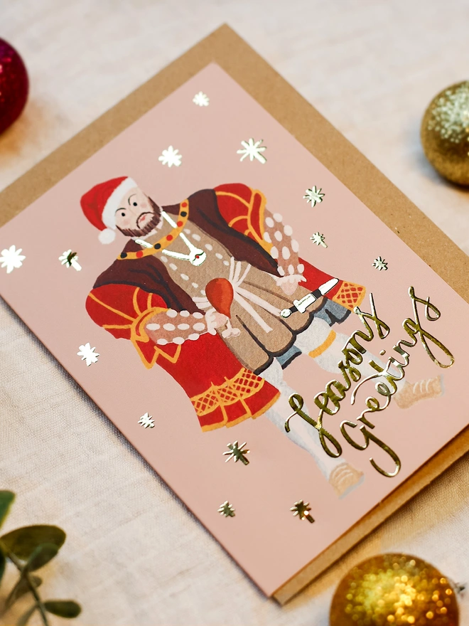 Henry tudor 8th christmas card gold foiled 