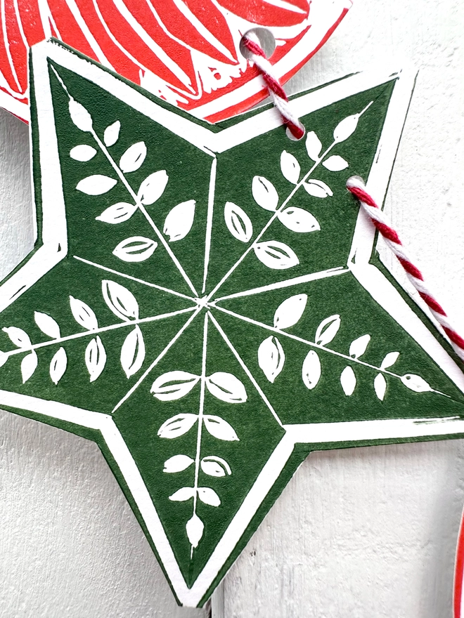 'When Robins Appear' Hand Printed Traditional Nordic Linocut Garland