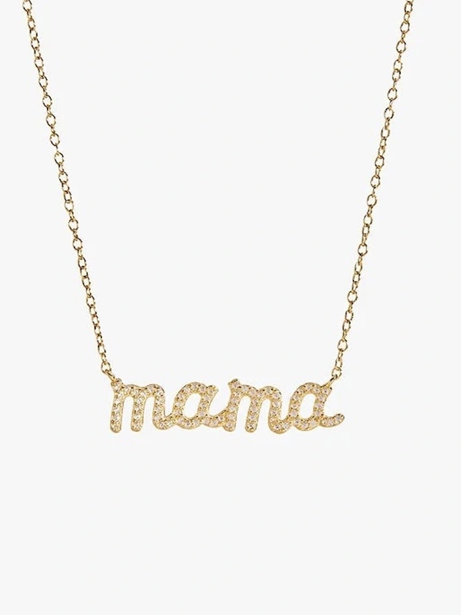 'Mama' Told Me Gold Script Necklace