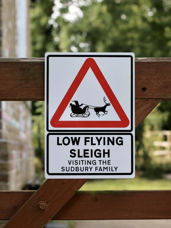 Personalised Santa Sleigh Sign Mims & Family