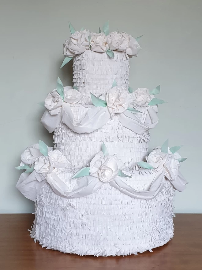 fancy all white wedding cake pinata