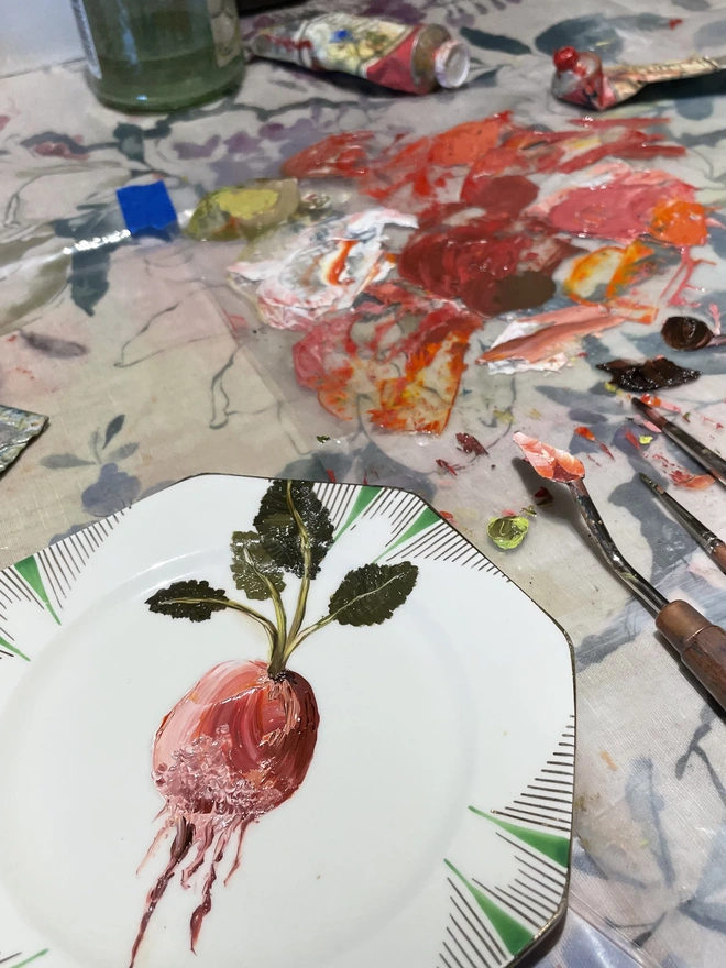 painting in the studio