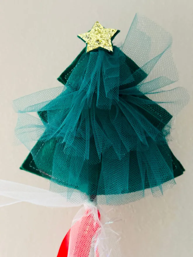 Christmas tree wand ruffle wand star wand tulle ruffles felt wand Christmas wand 