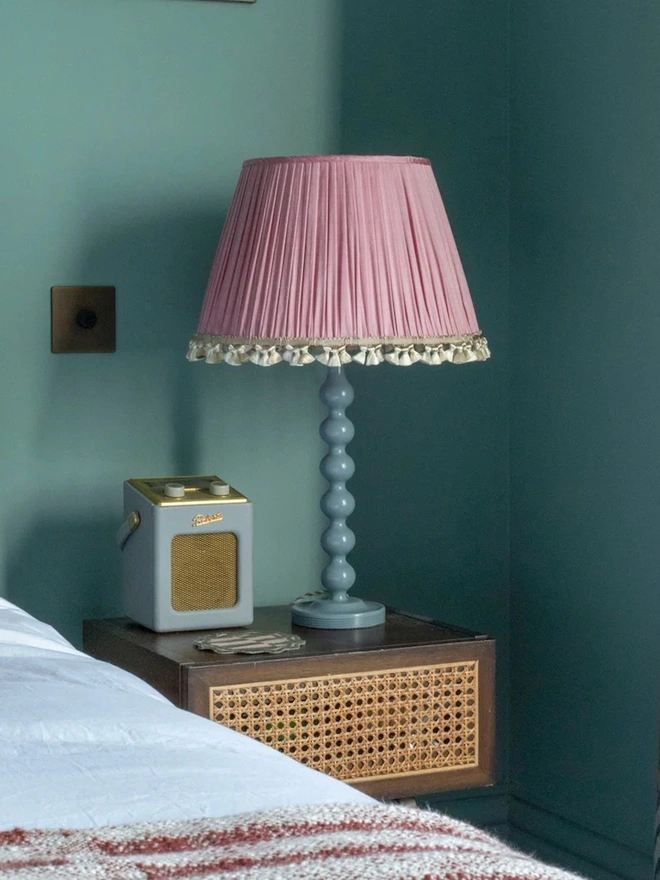 Gathered Silk Shade Lampshade With Tassels
