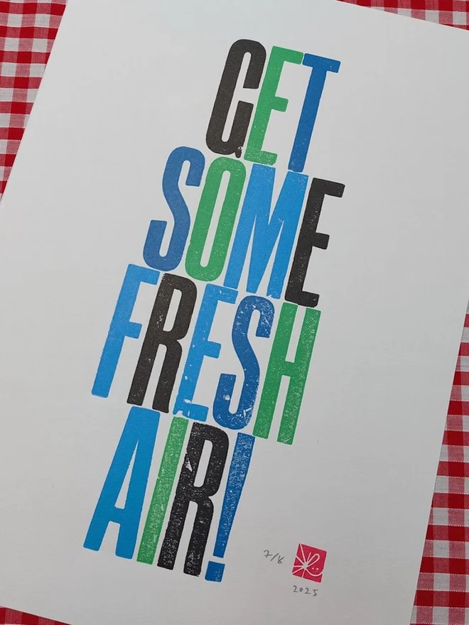 'Get Some Fresh Air' Letterpress Print