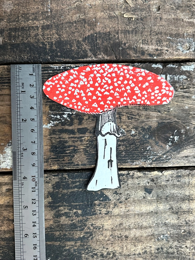 Mushroom Garland.Hand Printed Linocut,Fly Agaric Bunting.