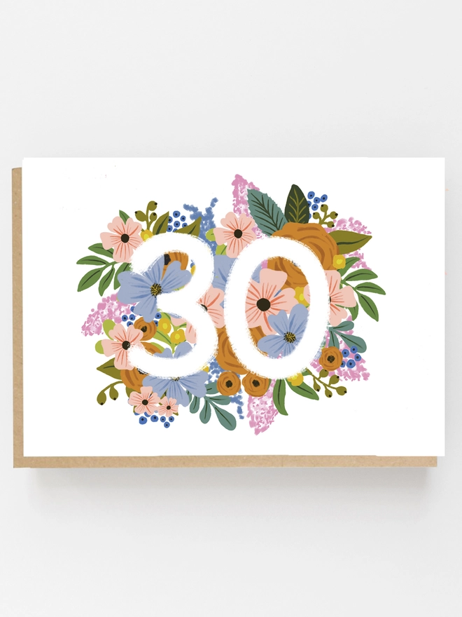 floral 30th birthday card