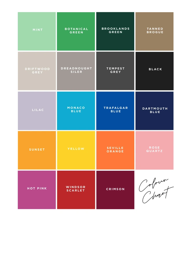 sewn books colour chart