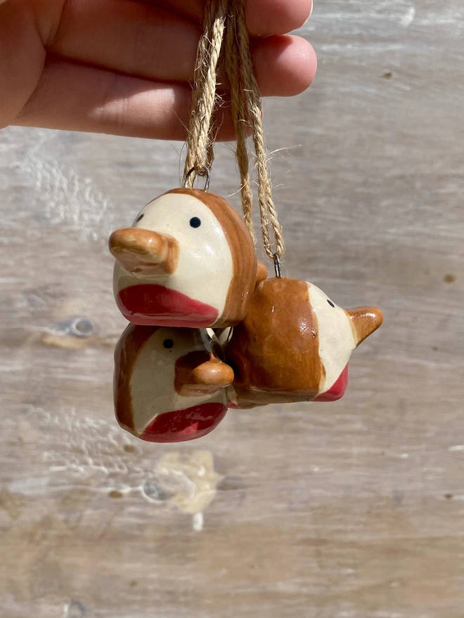 ceramic robin hanging decoration - group - hanging
