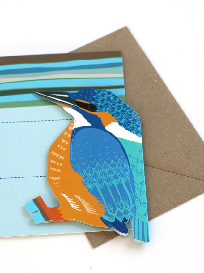 3d kingfisher pop out card