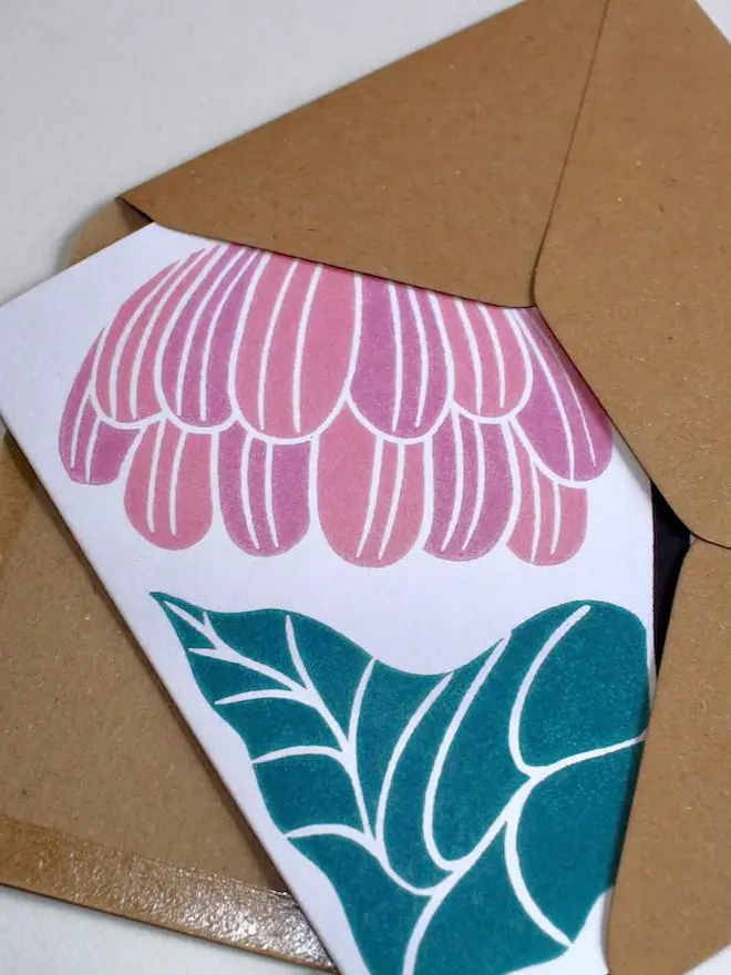reflection flower greeting card