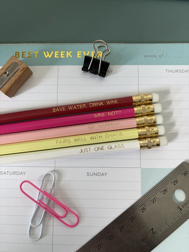 Wine Lovers Set of 5 HB Pencils