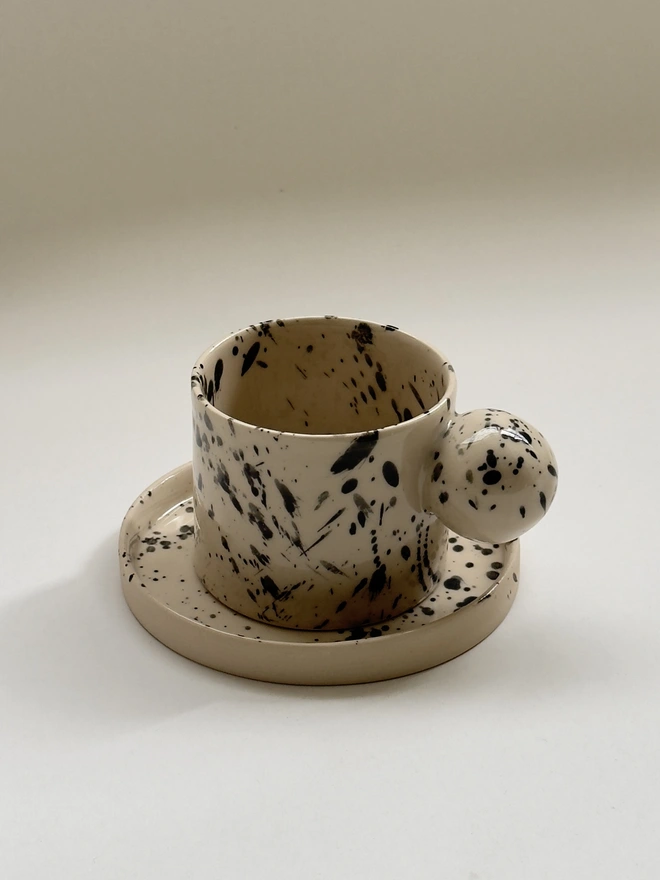 Black & White Speckled Ball Handle Espresso Cup