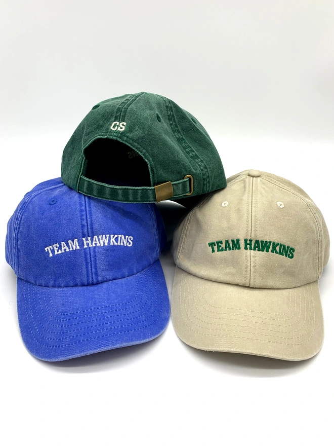 Personalised Slogan Cap Vintage Bottle Green Cornflower and Stone
