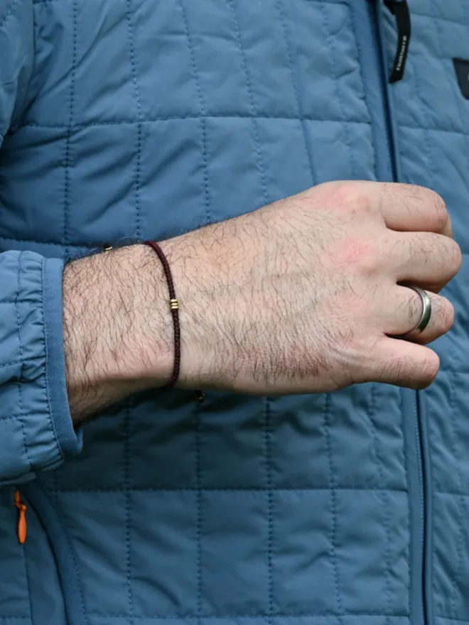 red rope and brass bracelet for men