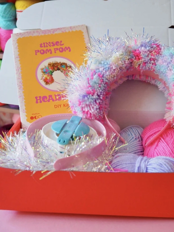 Pastel Iridescent Tinsel Pom Pom Headband Kit