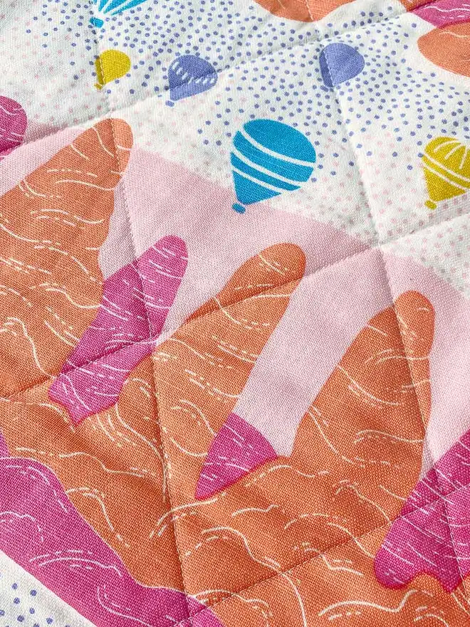 Fairy Chimney Bean Bag Cover, a colourful bean bag sitting on a white surface. 