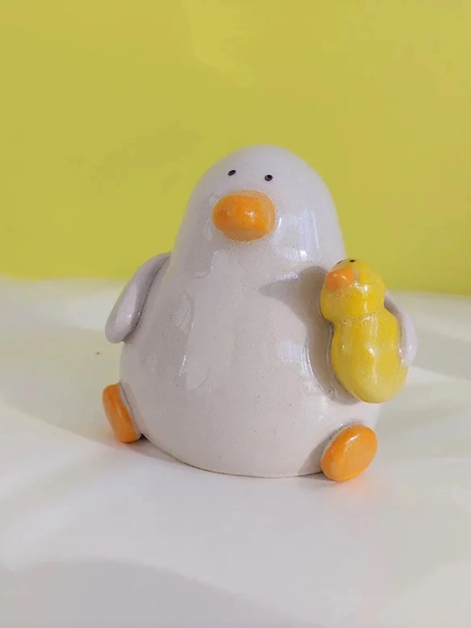Val With The Pal Duck Ceramic Sculpture